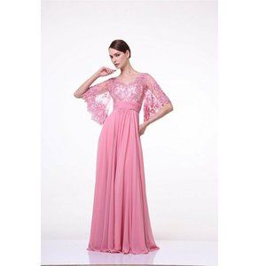 Women's Formal top Lace Embroidery Mother of bride beaded Long Evening dress